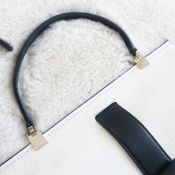 RARE Kate Spade NY Rosaline Bow Black & White Leather Satchel Shoulder B… - Picture 4 of 16